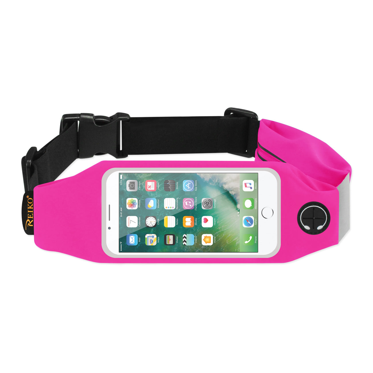 REIKO RUNNING SPORT BELT 5 INCHES DEVICE WITH TWO POCKETS IN PINK (5x5 INCHES)(SWB03-UNI50PK))
